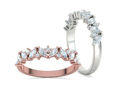 Marquise and Round Halfway Band Ring 3dmodel