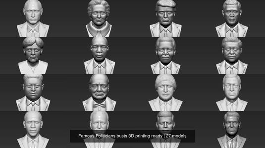 Famous Politicians busts 3D printing ready 3D Model Collection