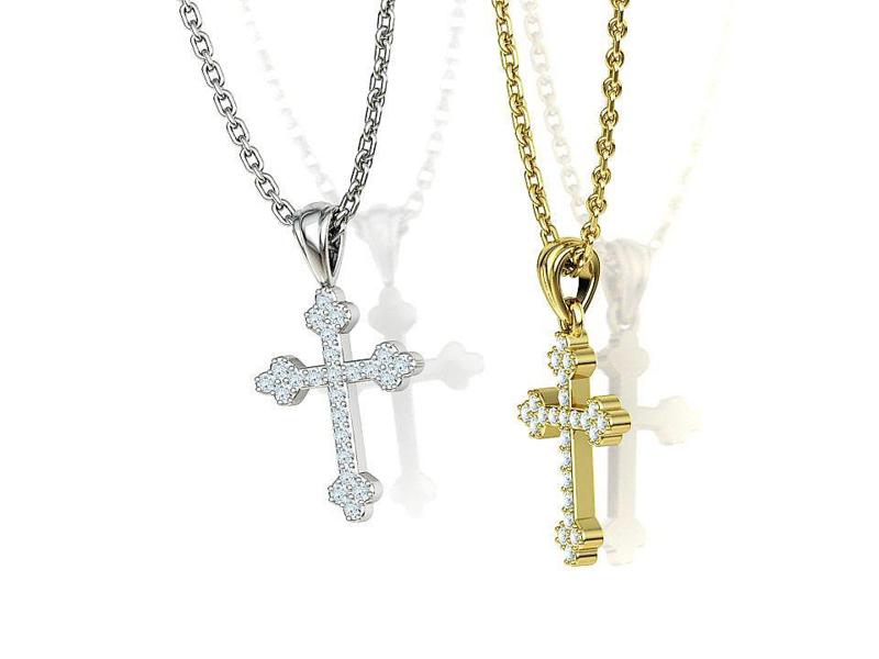 Diamond Cross 16mm Height Necklace Pendant 3Dprint model