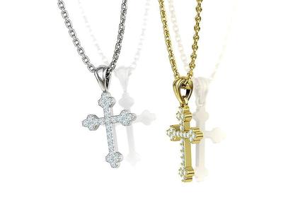 Diamond Cross 16mm Height Necklace Pendant 3Dprint model