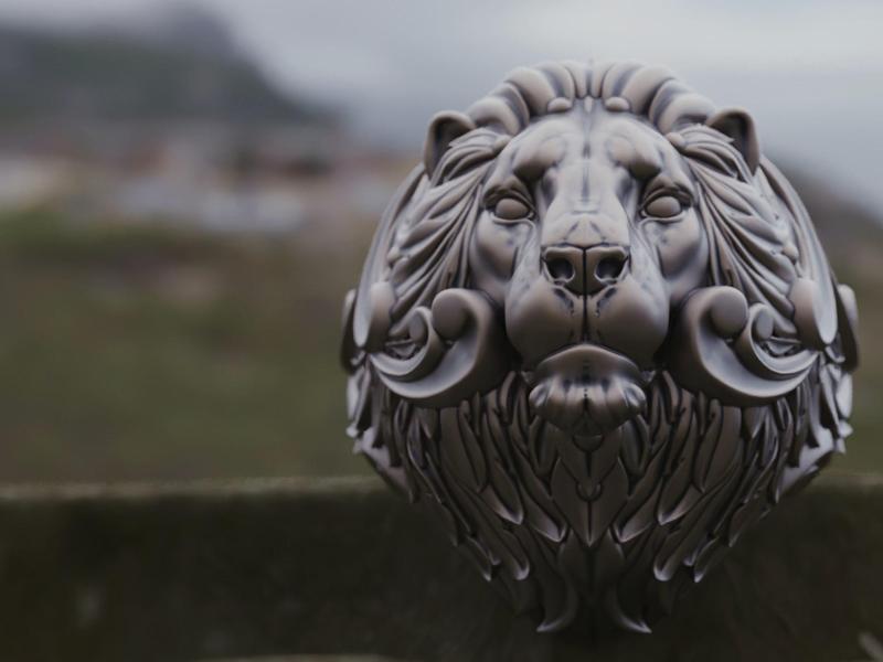 Lion ring Baroque style