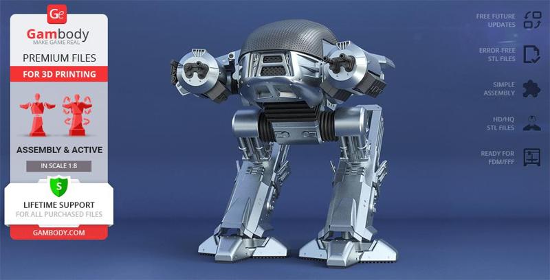 OCP ED-209 (1987) 3D Printing Model | Assembly + Action