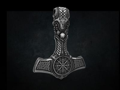 THOR Hammer Pendant STL 3D print 3D model for printing