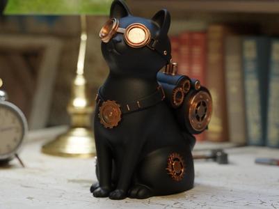 Steampunk Cat Sculpture – Unique Collectible Art