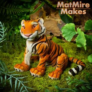 Tiger Articulated Figure, Print-In-Place Body, Cute Flexi