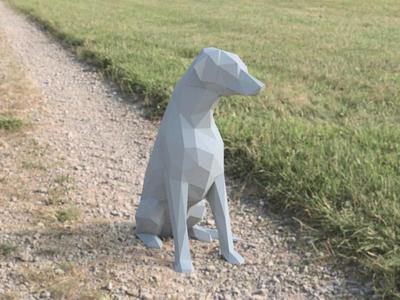 Low poly sitting doberman