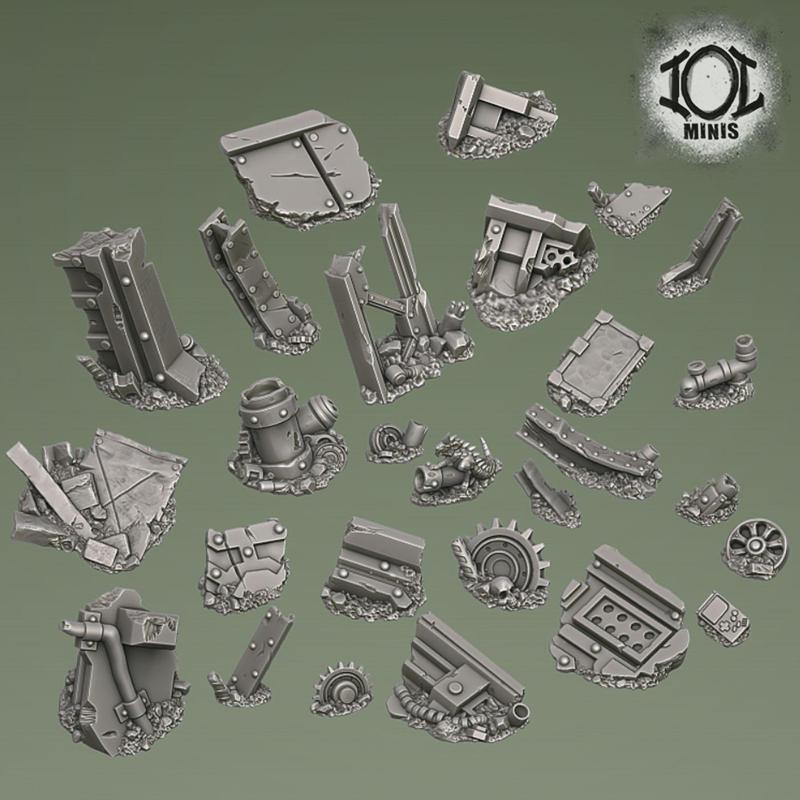 Wasteland base toppers set 5 – Supportfree Presupported base detailing kit.