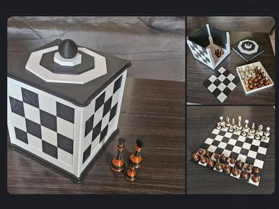 elegant  gameboard and chess set storage box