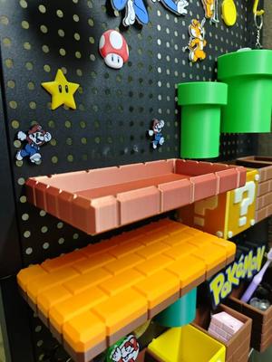 Pegboard Accessories Mario Brick Platform Shelf (Suitable for 16mm Pitch 6mm Diameter Holes)