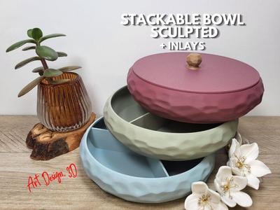 Stackable Bowl Tray – Sculpted with Inlays