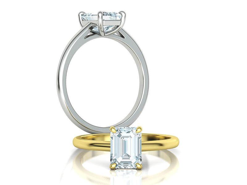 Classic Solitaire Ring 8×6 Emerald Cut Stone 3dmodel