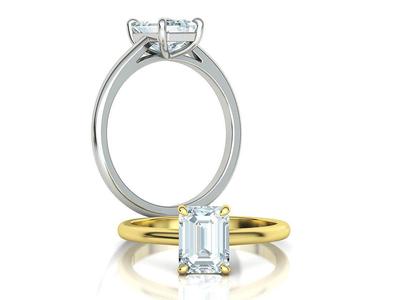 Classic Solitaire Ring 8×6 Emerald Cut Stone 3dmodel