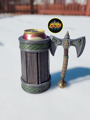 Double Bladed Axe Can Koozie – Snake Skin