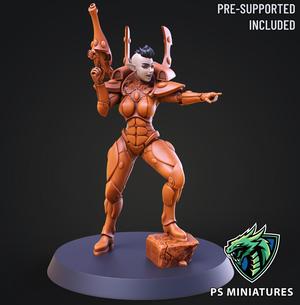 Space Elf Female Soldier Pose 2 – 8 Variants and 2 Pinups