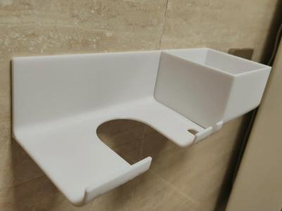 Hairdryer wall mount & storage box, separate parts, printable on A1 mini