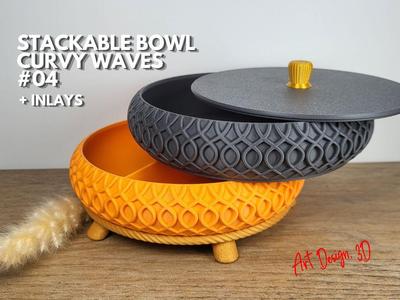 Stackable Bowl Tray – Curvy Waves 04 + Inlays