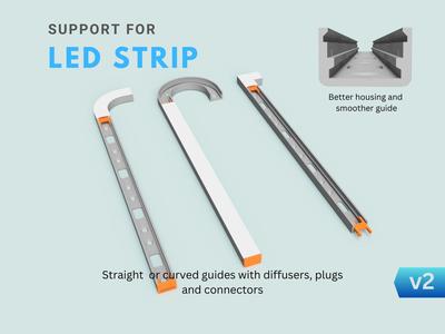 LED Strip Holder v2 Guides Diffusers Accessories