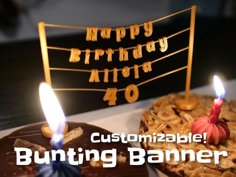 Bunting Banner (birthday, plants)
