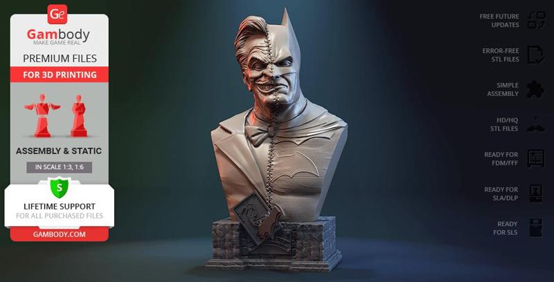 Batman vs Joker Bust STL Files for 3D Printing | Assembly Model