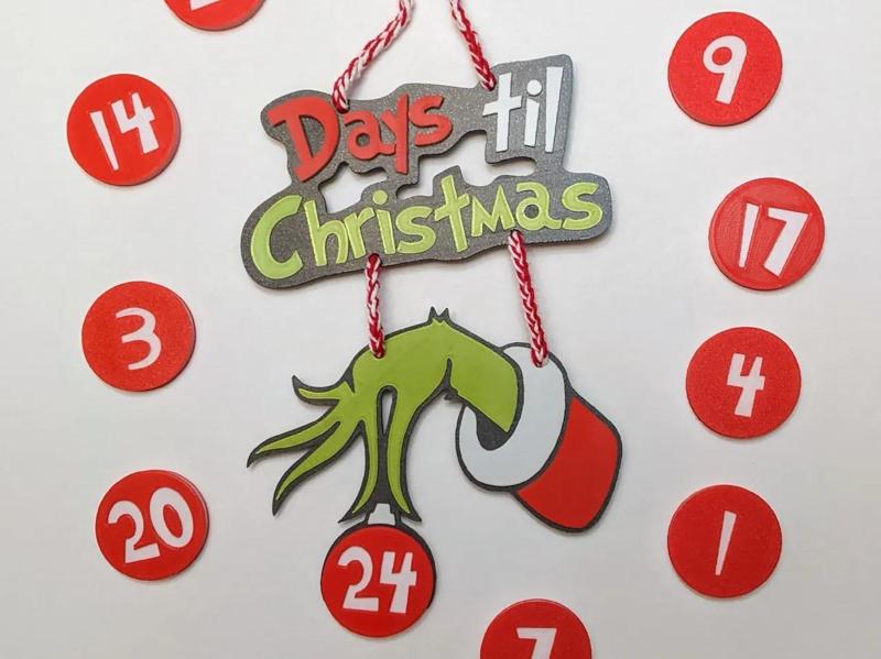 Christmas Countdown Door Hanger Grinch Themed