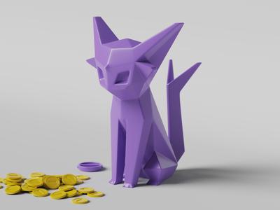 Low-poly Espeon – Piggy Bank