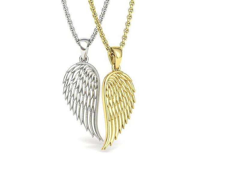 Angel Wing Printable Necklace Pendant 3dmodel 23mm Height