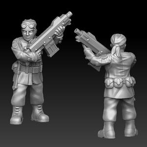 soldier with a gun in a waiting position