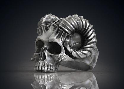 Ring Skull Horned  Demon STL OBJ 3d model for 3d printing