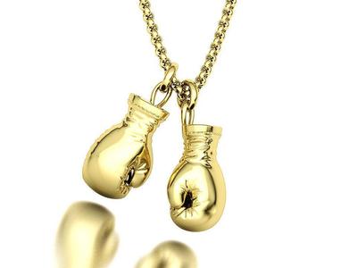 19mm GOLD BOXING GLOVES PENDANT NECKLACE