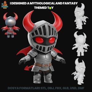 Demon Knight Figure  3D Printable Cute Dark Warrior Model