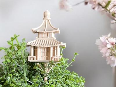Miniature Asian Tree House for Flower Pots