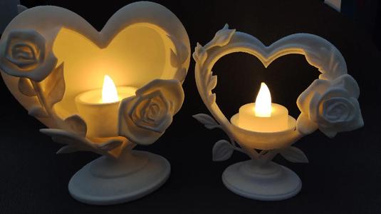 Rose in Heart – LED tealight holders (2pcs)