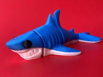 Articulated Shark, Happy Flexi Fish Toy Multicolor 3MF, Singlecolor STL