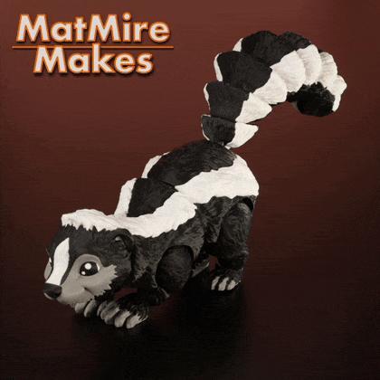 Skunk articulated fidget, cute flexi, multicolor 3mf included
