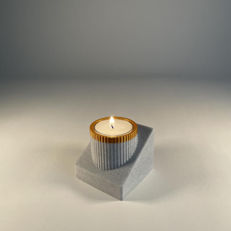 Carved Stone Candle Holder With Match Storage