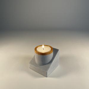 Carved Stone Candle Holder With Match Storage