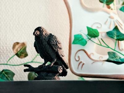 Voxel Crow on a Branch