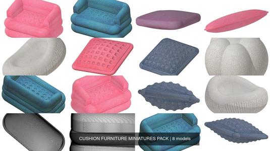 CUSHION FURNITURE MINIATURES PACK 3D Model Collection