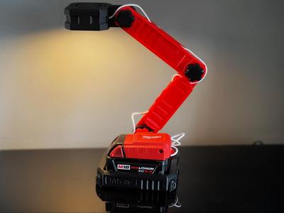 Desktop Lamp for Milwaukee M18 USB battery adaptor