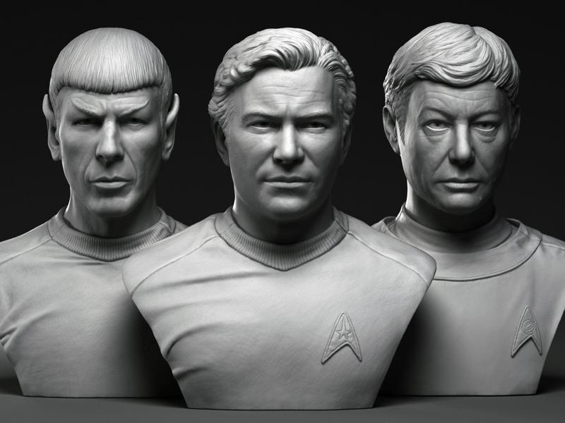 Kirk Spock and McCoy 3d printable bust collection