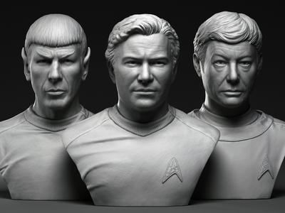 Kirk Spock and McCoy 3d printable bust collection