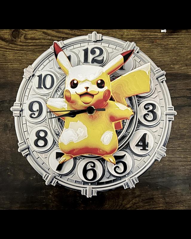 Double 3D Pokémon Pikachu Star Wall Clock and clockface – FanArt