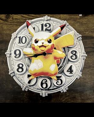 Double 3D Pokémon Pikachu Star Wall Clock and clockface – FanArt