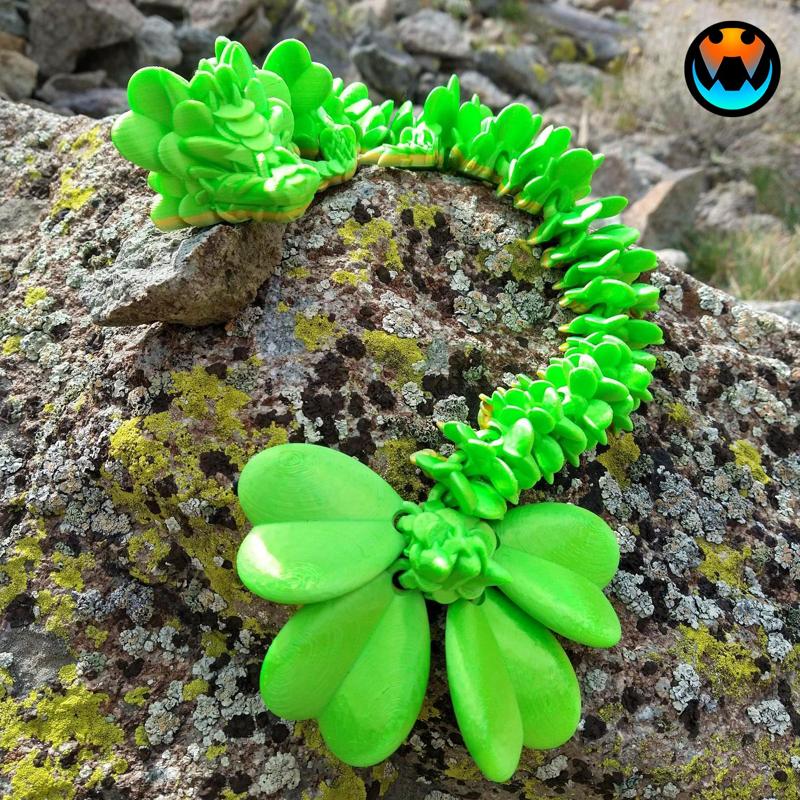 LUCKY CLOVER DRAGON, ST. PATRICK’S DAY ARTICULATING FLEXI WIGGLE PET, PRINT IN PLACE, FANTASY SHAMROCK DRAGON