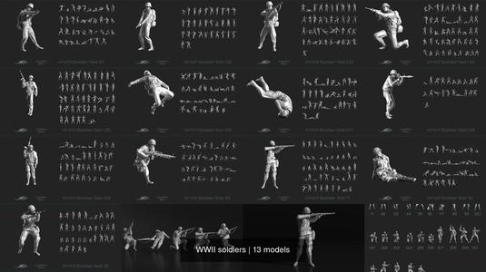 400 WWII soldiers 3D Model Collection