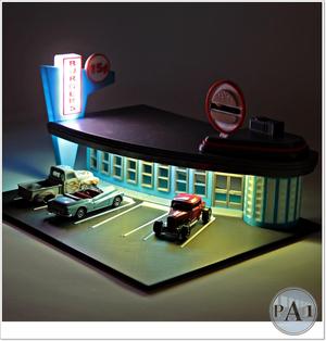 60’S DRIVE-IN DINER DIORAMA FOR HOT WHEELS / DIECASTS 1:64