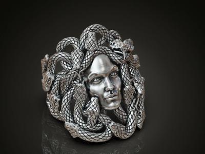 Medusa Gorgon head ring for women
