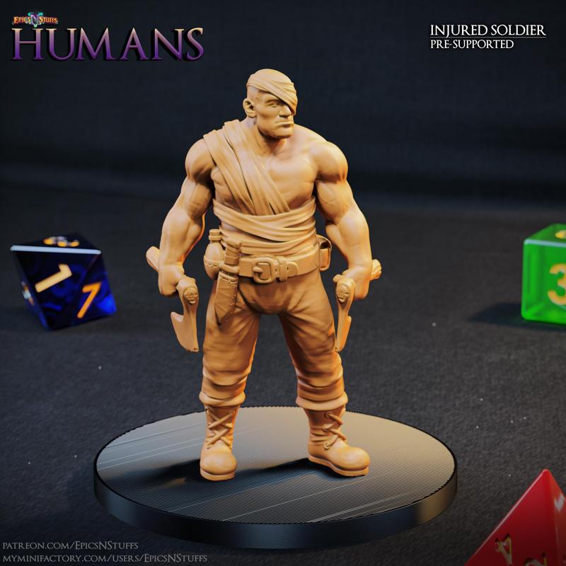 Injured Human Soldier 1B Miniature – Pre-Supported