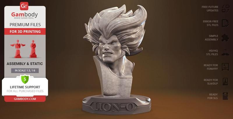 Lion-O Bust STL files for 3D Printing | Assembly Model