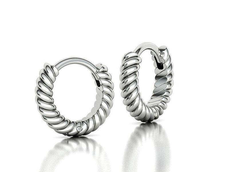 Rope Small Hoops 12mm Hoop Earring 3dmodel